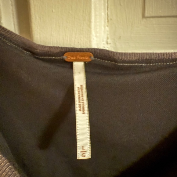 Free People Grey Ruched Tie-Shoulder Tank Top - Picture 2 of 3